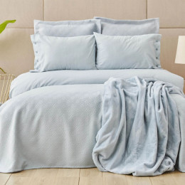 Набор постельное белье с покрывалом + плед Karaca Home Infinity New a.mavi