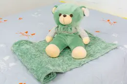 Плед MirSon детский 1050 Bear Green + подушка