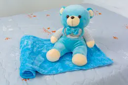 Плед MirSon детский 1052 Bear Blue + подушка