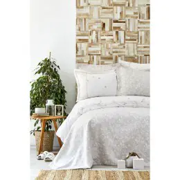 Набор постельное белье Karaca Home Mariposa gold с покрывалом 