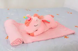Плед MirSon детский 1065 Winged Unicorn Pink + подушка