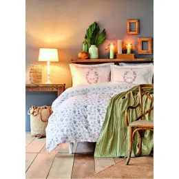 Набор постельное белье с покрывалом пике Karaca Home Sonya yesil