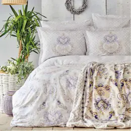 Набор постельное белье с пледом Karaca Home Estella lila
