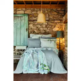 Набор постельное белье с покрывалом и пледом Karaca Home Lauro gri 