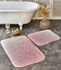 Набор ковриков в ванную комнату Delora Karaca Home gul kurusu розовый