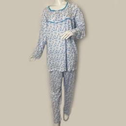 Пижама женская со штанами в цветочек Seva Tekstil голубая