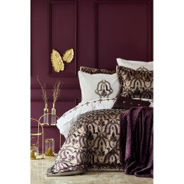Набор постельное белье с покрывалом + плед Karaca Home Morocco purple-gold